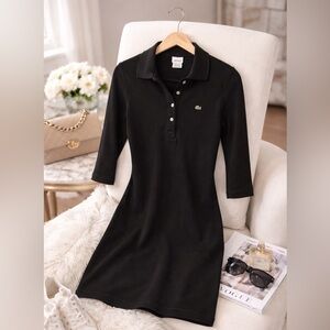 Lacoste Black Three-Quarter Sleeve Polo Dress